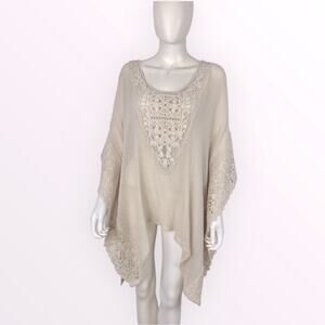 Nordstrom Beige Swim Tunic Beach Coverup Crochet One Size Open Knit Top
